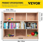 VEVOR Cubby Mobile Tray Storage Cabinet, 8-Compartment Cubby Storage Shelf, Cubby Storage Cabinet 3-Shelf, Classroom Cubbies, Classroom Furniture for Home, Daycare and Preschool, Natural