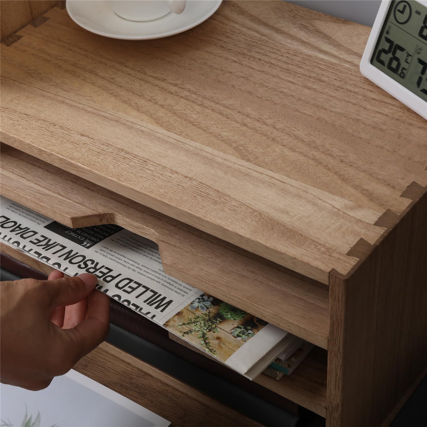 3-Tier Paper Storage Letter Tray File Sorter - Wood Desktop Document Organizer Holders with Mail Sorter, School & Home Magazine File Dividers, Book Rack Shelf Stand for HD-SJ3K (Light)