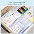 12 Pack Large Clear Plastic Drawer Organizer Trays, Desk Drawer Organizers and Storage Dividers, Non-Slip Storage Bins for Jewelry, Snacks, Office, Bathroom, Bedroom and Kitchen