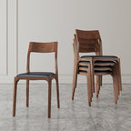 Manhattan Comfort Moderno Stackable Dining Chairs with Leatherette Upholstered Seat, Foam Padding & Solid Wood Frame, Suitable for Kitchen or Restaurant Usage, Set of 4, Black
