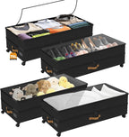 Under Bed Storage with Wheels 4-Pack, 75L XXL Under the Bed Storage Containers Large, 12" Tall Adjustable Storage for Underbed with Lids, Rolling for Shoes, Clothes, Blankets (4PCS-Black)