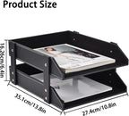 Leather Desk Organizer,2-Tier Stackable Letter Tray Holder,Office Supplies Desktop Storage Box for Document,Stationery,Magazines,Newspapers,Letters and Other Home Office Paper Sundries,Black