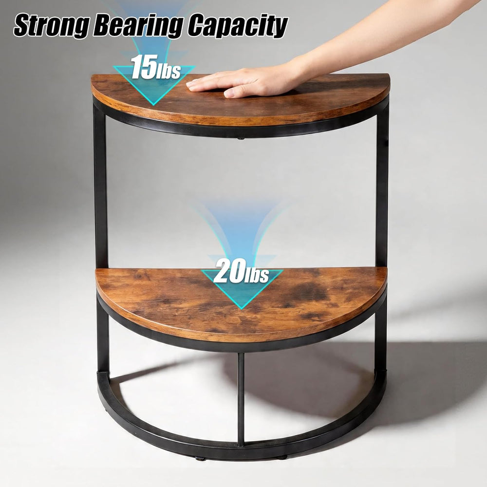 TooCust Half Round End Table for Living Room, 9.8" D x 19.7" W x 24...
