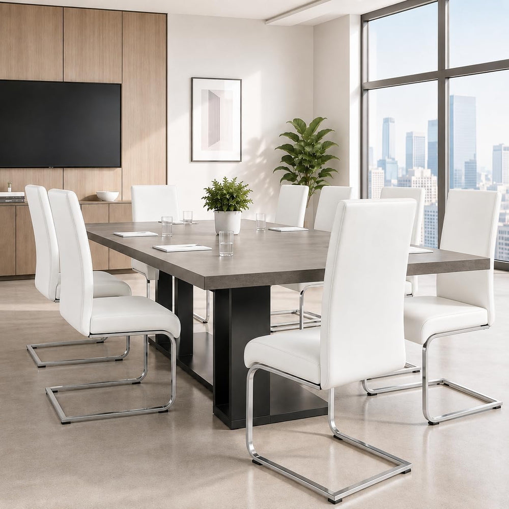 Yaheetech Dining Chairs Set of 6 Modern High Back Kitchen Chairs White