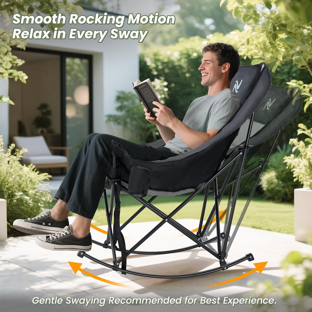 ABORON Oversized Rocking Chair for Adults, 400 lbs Heavy Duty Camping Chair |...