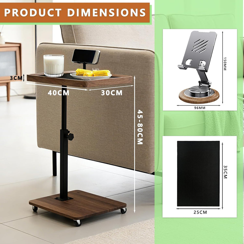 TV Tray Table with Phone Stand & Non-Slip Mat, C Table End Table Height A...