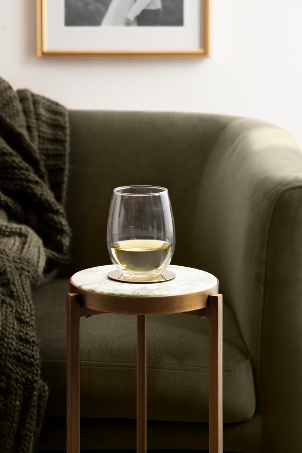 Kate and Laurel Aguilar Modern Round Drink Table, 9 x 9 x 23, White and Green...