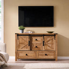 T4TREAM 48" Wide Farmhouse Sideboard Buffet Cabinet, Light Tree Knot | 31.2" Tall Kitchen Cabinet with Storage, 2 Sliding Barn Doors, 4 Drawers, Rustic Wood, Coffee Bar Table, Dining Room