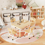 HLPB Kids Table and 4 Chairs Set, Adjustable Height Graffiti Toddler Table | Non-Slip Legs, Children Multi-Activity Table for Ages 2-8, Max 300lbs, Classroom/Daycare/Home, 31.5''L x 23.6''W