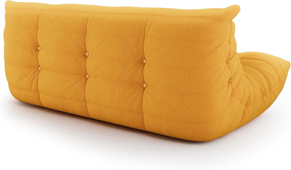 Bean Bag Chair, 3-Seater Memory Foam Fireside Chair, Teddy Yellow | High-dens...