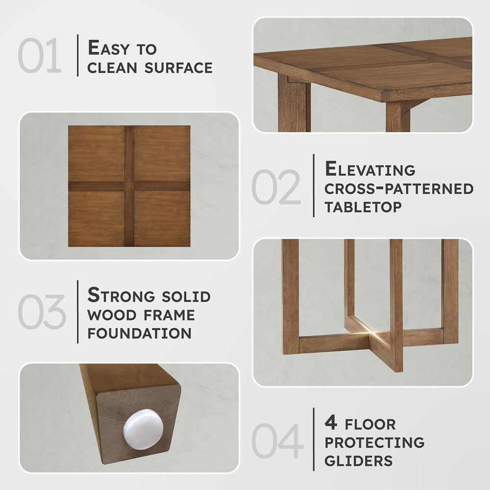 Lexicon Modern Square End Table with Cross Legs, Maple Veneer Wood Accent Tab...