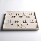 Frebeauty Stackable Velvet Jewelry Organizer Trays for Drawers Inserts Jewelry Storage Tray Display Case Earrings Bracelets Necklace Rings Accessories Trays for Women Girls(Set of 4)（Beige