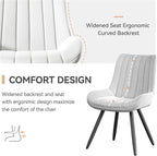 Mid Century Modern Dining Chairs Set of 4, Soft Cushion Upholstered Fabric Kitchen Chairs, White