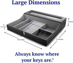 HOUNDSBAY Navigator Large Dresser Valet Tray & Mens Jewelry Box Organizer - Watch Box Organizer for Men with Angled Charging Station (Grey)