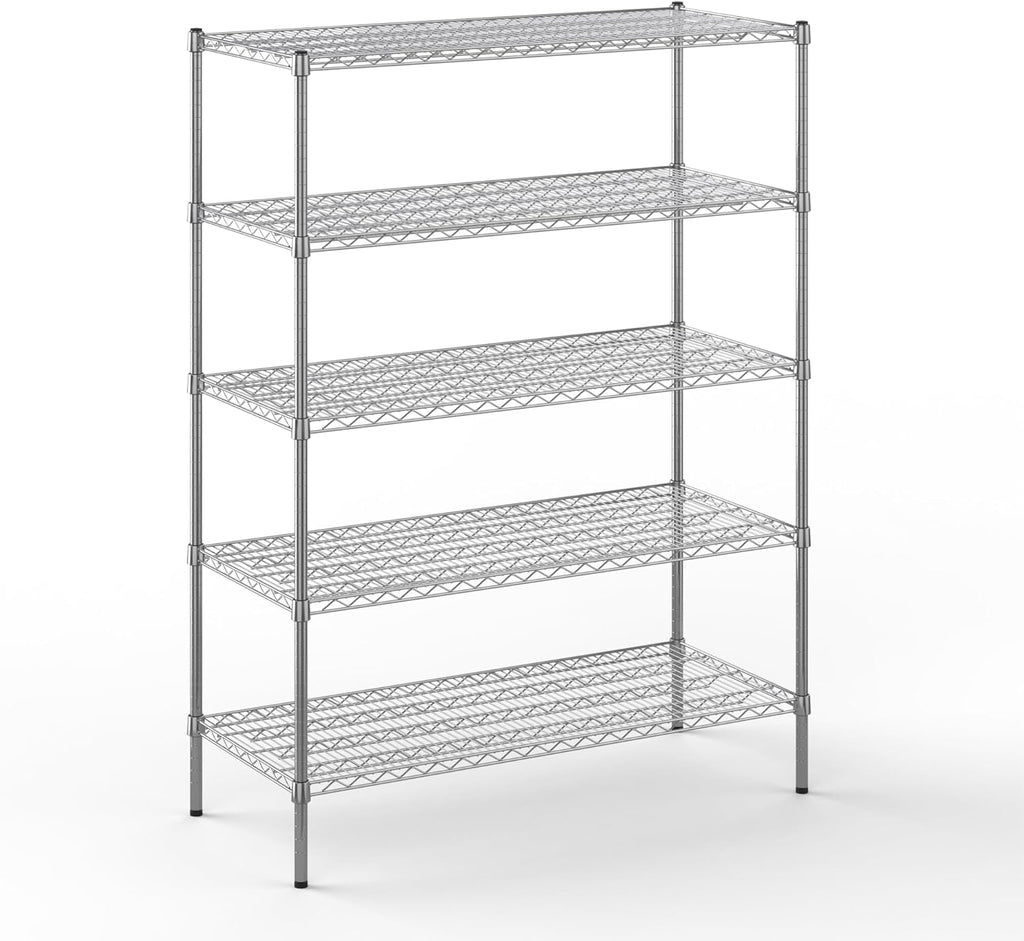 21" Deep x 48" Wide x 64" Height Wire Shelving Kit | 5-Tier | NSF Commercial Storage Rack Unit