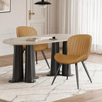 Dining Chairs Set of 2 Modern Fabric Dining Room Chairs Upholstered Dining Chairs with Thick Cushions Metal Legs Armless Back Chair for Kitchen and Living Room Brown