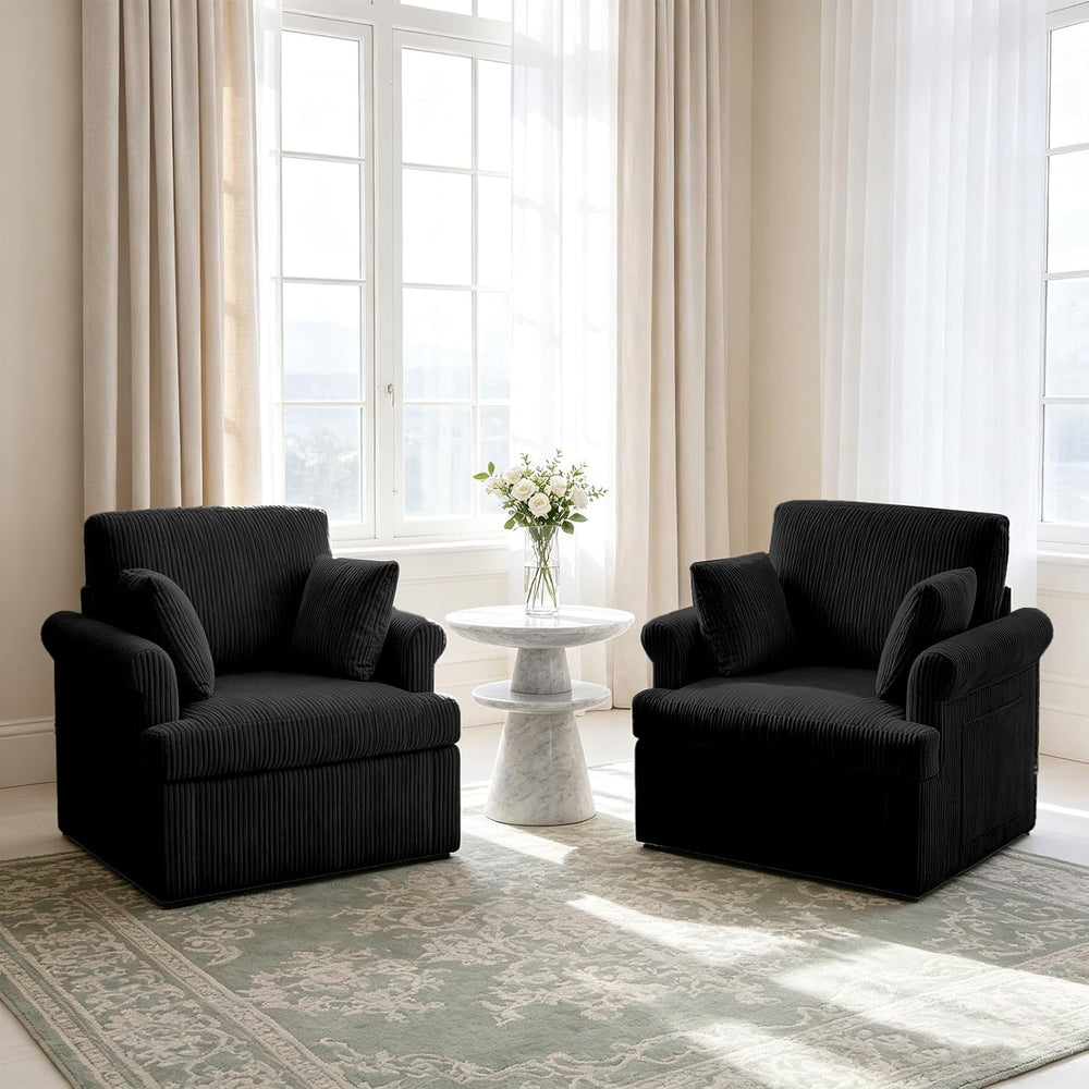 Garvee 39" Modern 360 °Swivel Accent Chair,Large Corduroy Accent Chairs ...