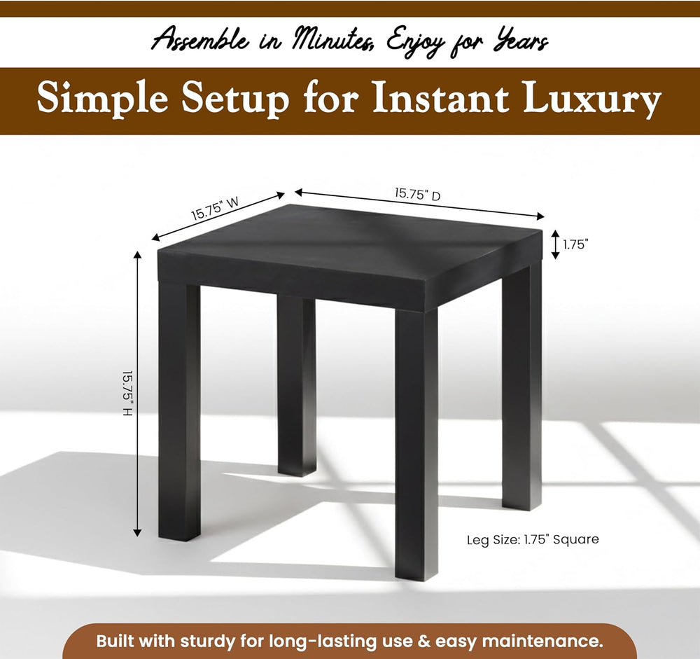 Kings Brand Furniture Zayne Modern Square Wood Parsons Side End Table for Bed...