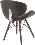 Armen Living Cassie Mid-Century Dining Chair with Vintage Dark Brown Faux Leather and Espresso Oak Finish