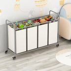 Laundry Sorter 4 Section Hamper Sorter with Heavy Duty Lockable Rolling Wheels Removable Bags Basket Separator for Dirty Clothes Storage, Beige