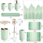 iMucci Bathroom Accessories Green Bathroom Sets with Shower Curtain and Rug, Green Ombre Waterproof Shower Curtain with Ultra Absorbent Rug Bathroom Accessories Set for Home Decor