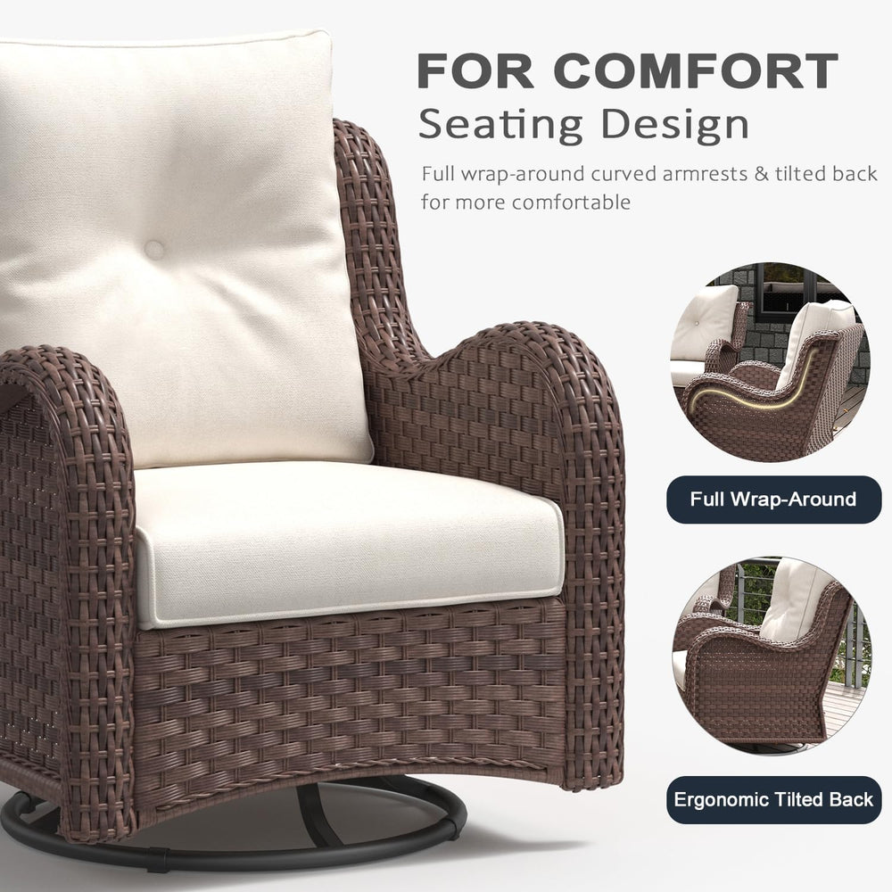 LayinSun 10 Pieces Outdoor Patio Furniture Set with Fire Pit Table, Rattan Wi...