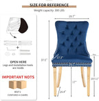 Mid Century Modern Dining Chairs Set of 4, Blue Velvet Upholstered Tufted Back, Kitchen & Dining Room Chairs, Gold Metal Legs, Nailhead Trim, Sillas para Comedor (Blue, 4 Pcs)