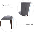 COLAMY Upholstered Parsons Dining Chairs Set of 6, Fabric Dining Room Kitchen Side Chair with Nailhead Trim and Wood Legs - Dark Grey