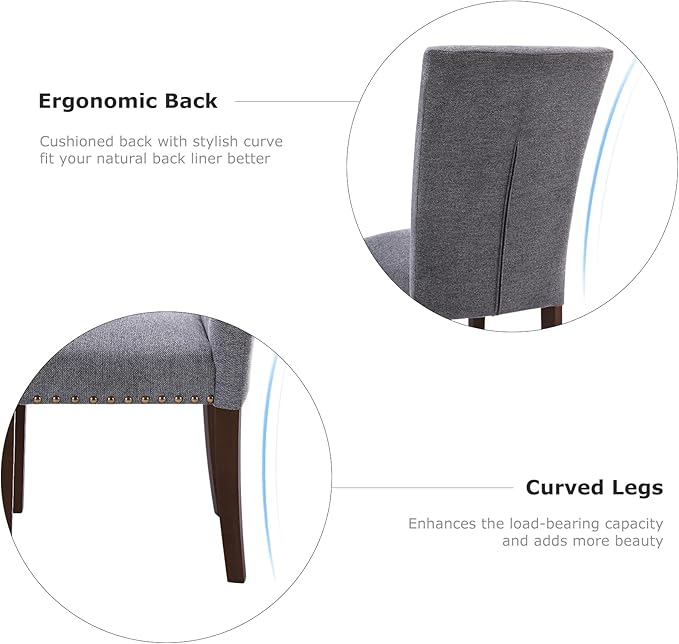 COLAMY Upholstered Parsons Dining Chairs Set of 4, Fabric Dining Room Kitchen...