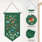 Winmany Wall Hanging Brooch Jewelry Storage Case Canvas Display Stand Enamel Pin Display Banner Holder Earrings Necklace Glitter Pin Collection Organizer (Green)