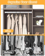 Closet Rod, 17 to 52 Inch Heavy Duty Adjustable Metal Clothing Rack for Hanging Clothes, Closet Poles for Wardrobes, Laundry, Durable Steel, White