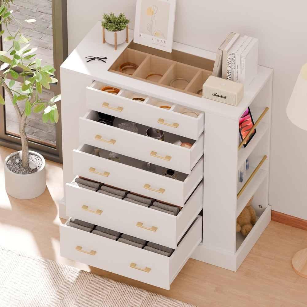 Closet Island with Glass Top, LED Lights and Jewelry Display, Bedroom Island ...
