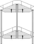 2 Tier Floor Standing Corner Shower Caddy Organizer Shelf with Hooks, Bathroom Shelves Stand Rack, Gray