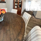 Upholstered Parsons Dining Chairs Set of 6 Slipcoverd Linen Fabric Kitchen Chairs with Removable Skirt, High Back Side Chairs with Solid Wood Legs for Dining/Living Room, Banquet, Khaki