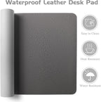 Aothia Leather Desk Pad Protector, Office Desk Mat, Large Mouse Pad, Laptop Desk Pad, Non-Slip PU Leather Desk Blotter, Waterproof Desk Writing Pad for Office and Home (Gray, 55" x 24")