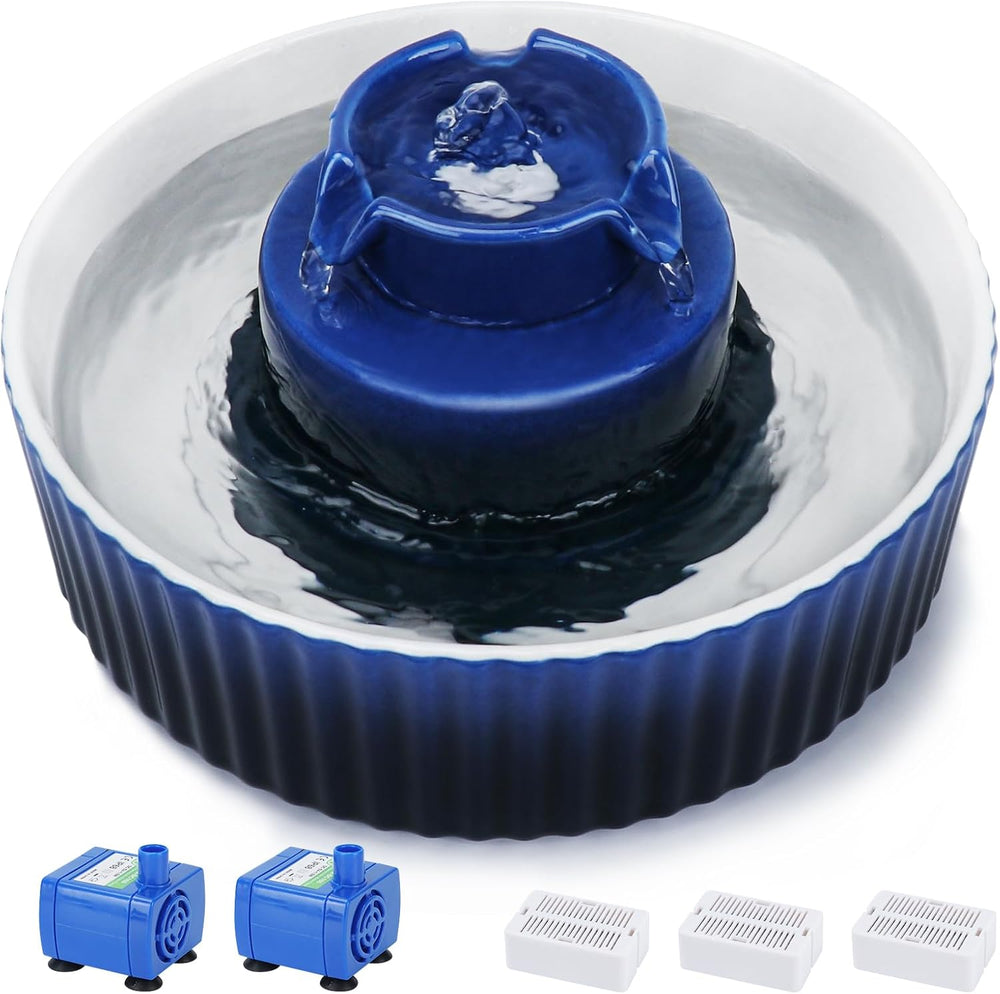 Lawfery Ceramic Cat Water Fountain, 2.1L/71oz Cupcake Pet Fountain