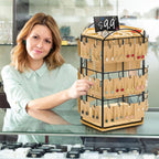 Rotating Earring Display Stand for Vendors, 48 Hooks Hexagon Bamboo Jewelry Holder, Large Capacity Jewelry Storage Showing Rack for Selling, Store, Home, Necklace Bracelet Keychain, 3 Tiers