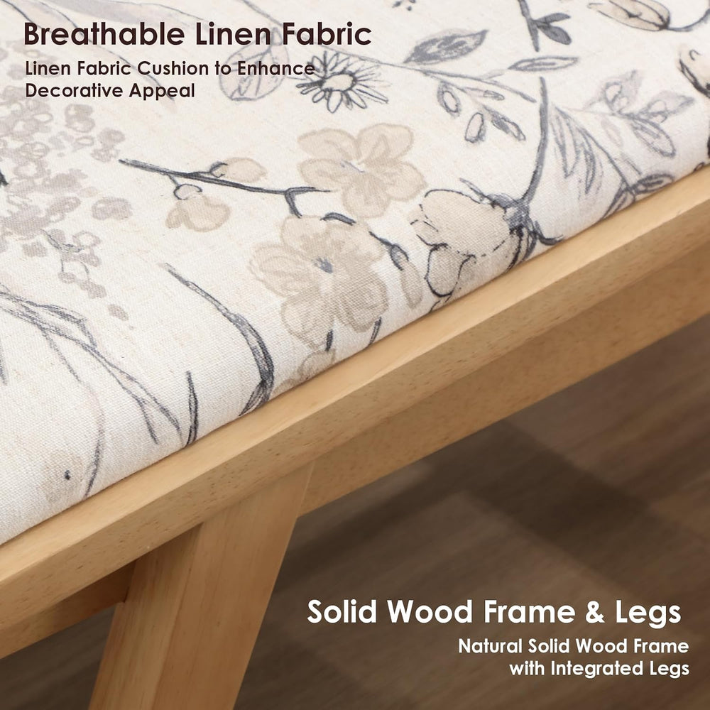 chairus Modern Shoe Bench Linen Fabric Upholstered Padded Seat Wooden Entrywa...