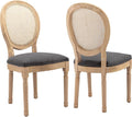 French Country Dining Chairs Set of 2, Gray Kitchen & Dining Room Chairs Set of 2, Rattan Dining Chairs, Cane Back, Wood Legs, Sillas De Comedor (Rattan, Grey, 2Pcs)