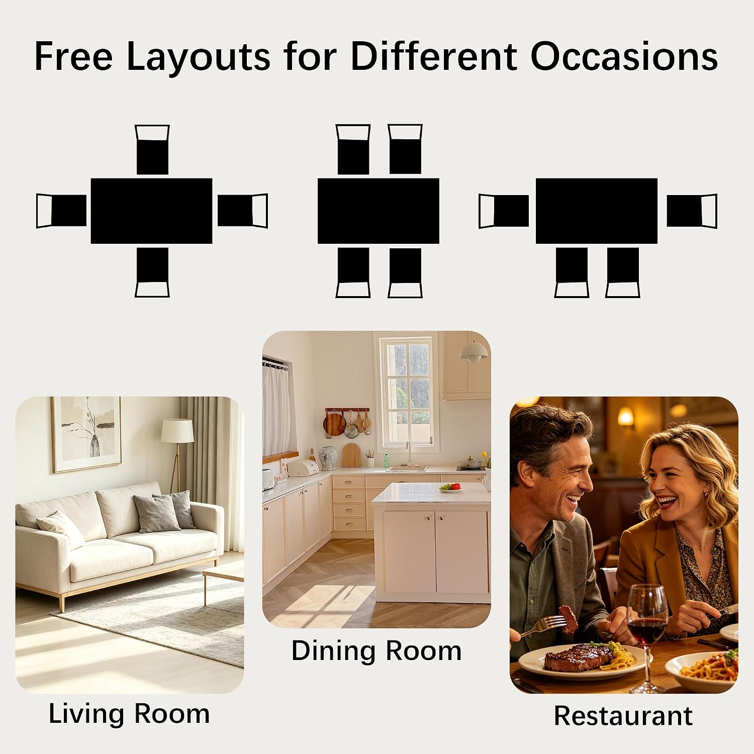 Dining Table Set for 4, Modern Table and Chairs Set of 4, 5 Piece Dining Table Set Include Wooden Rectangle Kitchen Table and 4 Fabric Chairs Ideal for Kitchen Dining Room Easy to Assemble