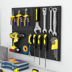 Peg Board,4 Pack Metal Pegboard Panels,Black Pegboard Wall Organizer,16"x12" Heavy Duty Peg Boards for Walls,Tools,Garage,Office,Kitchen