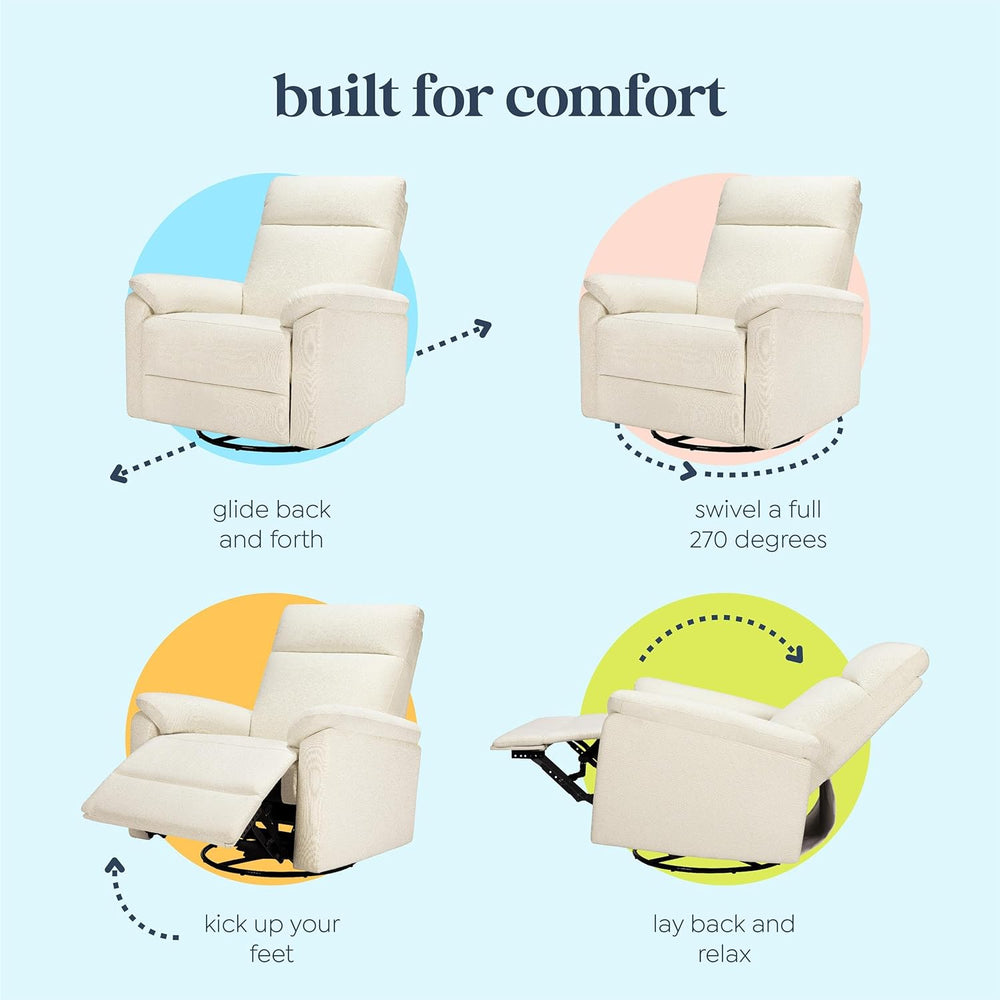 Davinci Suzy Electronic Swivel Recliner with USB Port in Vanilla, GREENGUARD ...