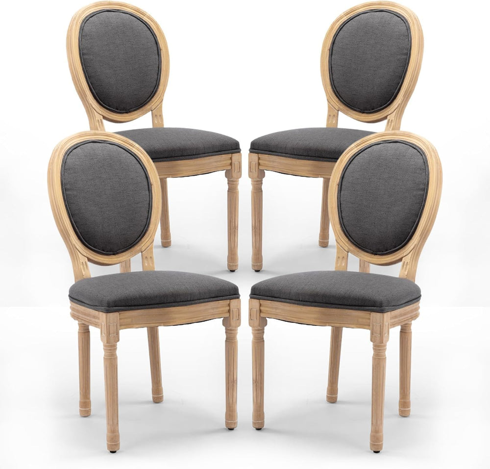 French Country Dining Chairs Set of 4, Upholstered Dining Room Chairs with Ro...