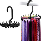 2Pack Circular Tie Hanger Updated Twirl Tie Rack Adjustable Twirl Tie Rack Tie Belt, Multipurpose Organizer for Closet Storage