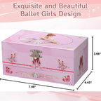 Classical Ballerina Musical Jewelry Box with Drawer and Dancing Ballerina,Girls Gifts for Kids Jewel Storage, Girls Music Box for Kids Ages 3-12 Gift