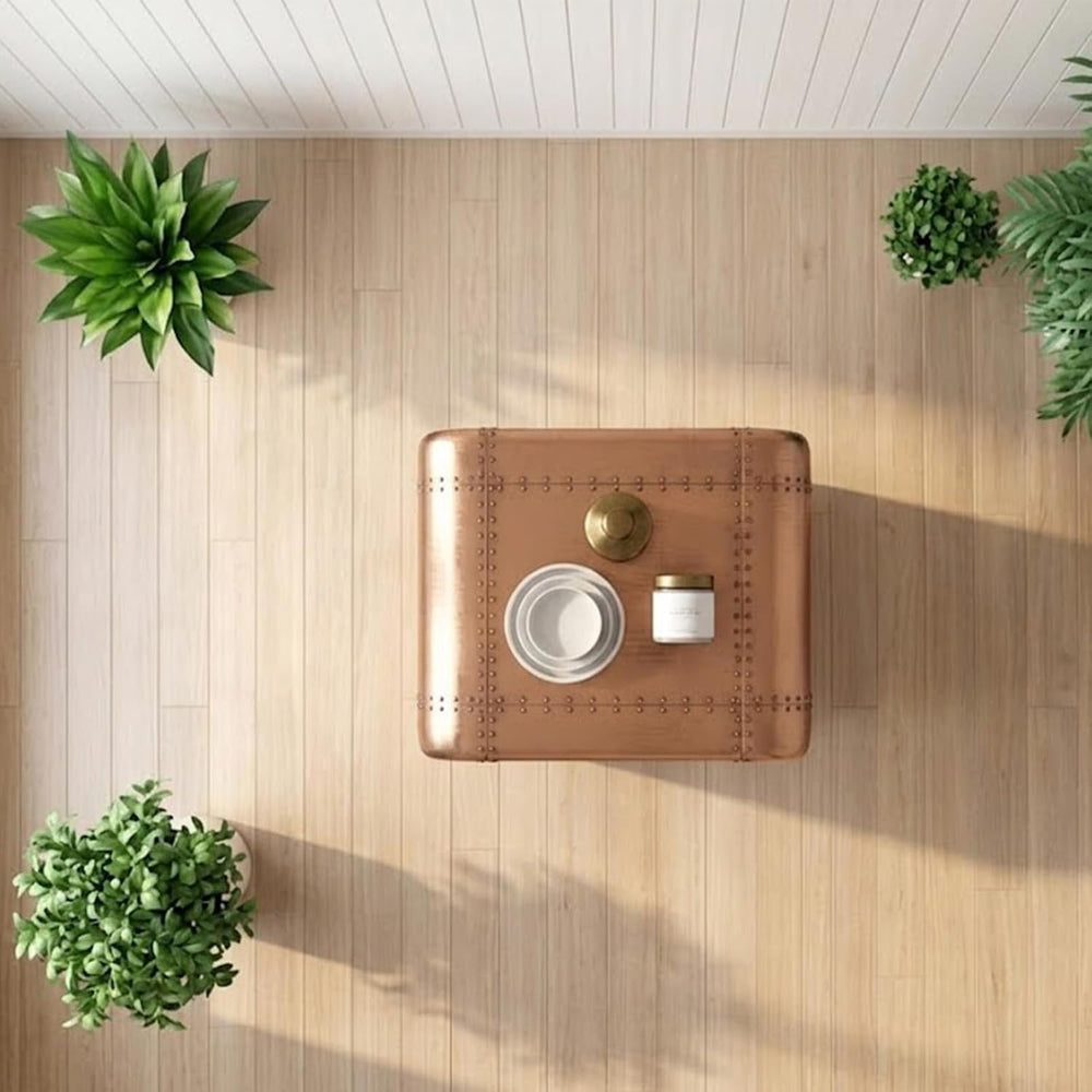 Aviator Side Table with 2 Drawers, Aluminum Stool, Aviation Home Office Decor...