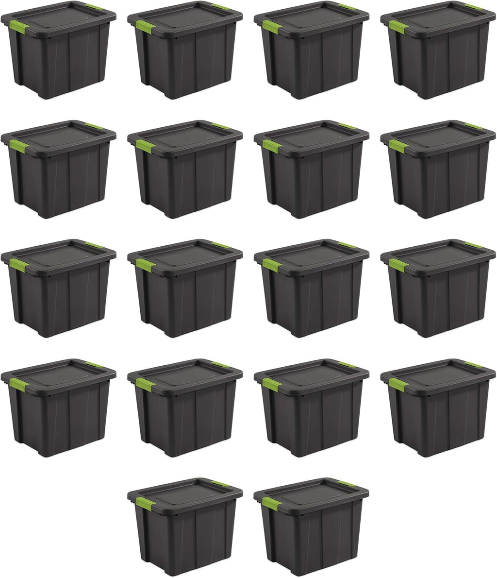 Sterilite 18-Pack Storage Bins with Lids, Heavy Duty Totes, Tuff1, 18 Gallon, Flat Gray