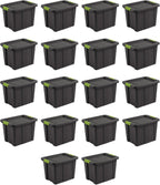 Sterilite 18-Pack Storage Bins with Lids, Heavy Duty Totes, Tuff1, 18 Gallon, Flat Gray
