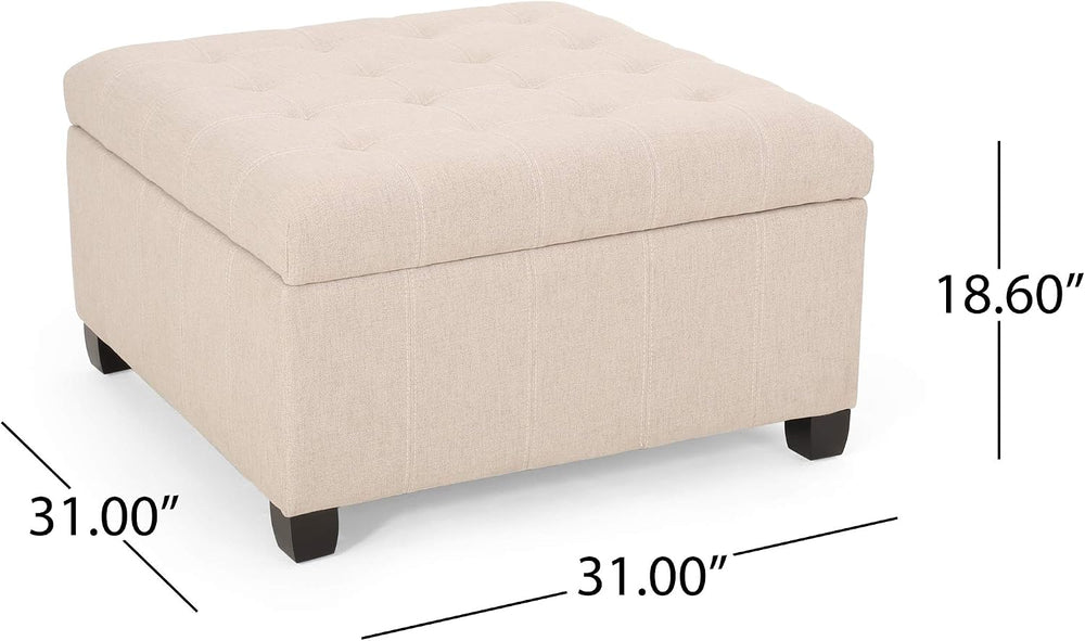 Merax 31" Modern Fabric Square Storage Ottoman, Foot Rest Waffle Stitch ...