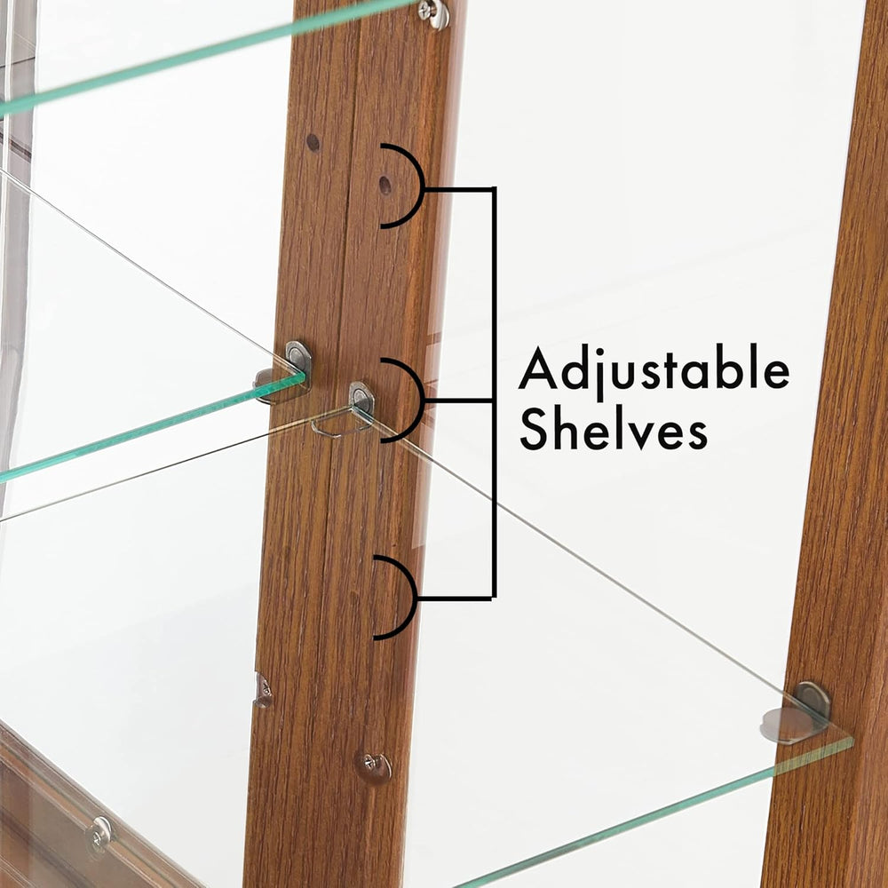 Lighted Curio Cabinet, Modern Floor Standing Glass Curio Cabinet Display Case...